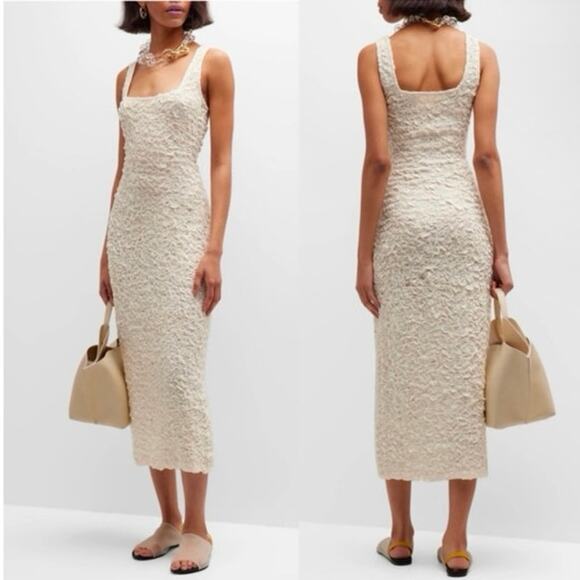 Mara Hoffman Sloan Sleeveless Midi Column Popcorn Dress Cream Size Small - Picture 1 of 9